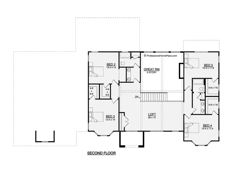 The Hickory second level floor plan